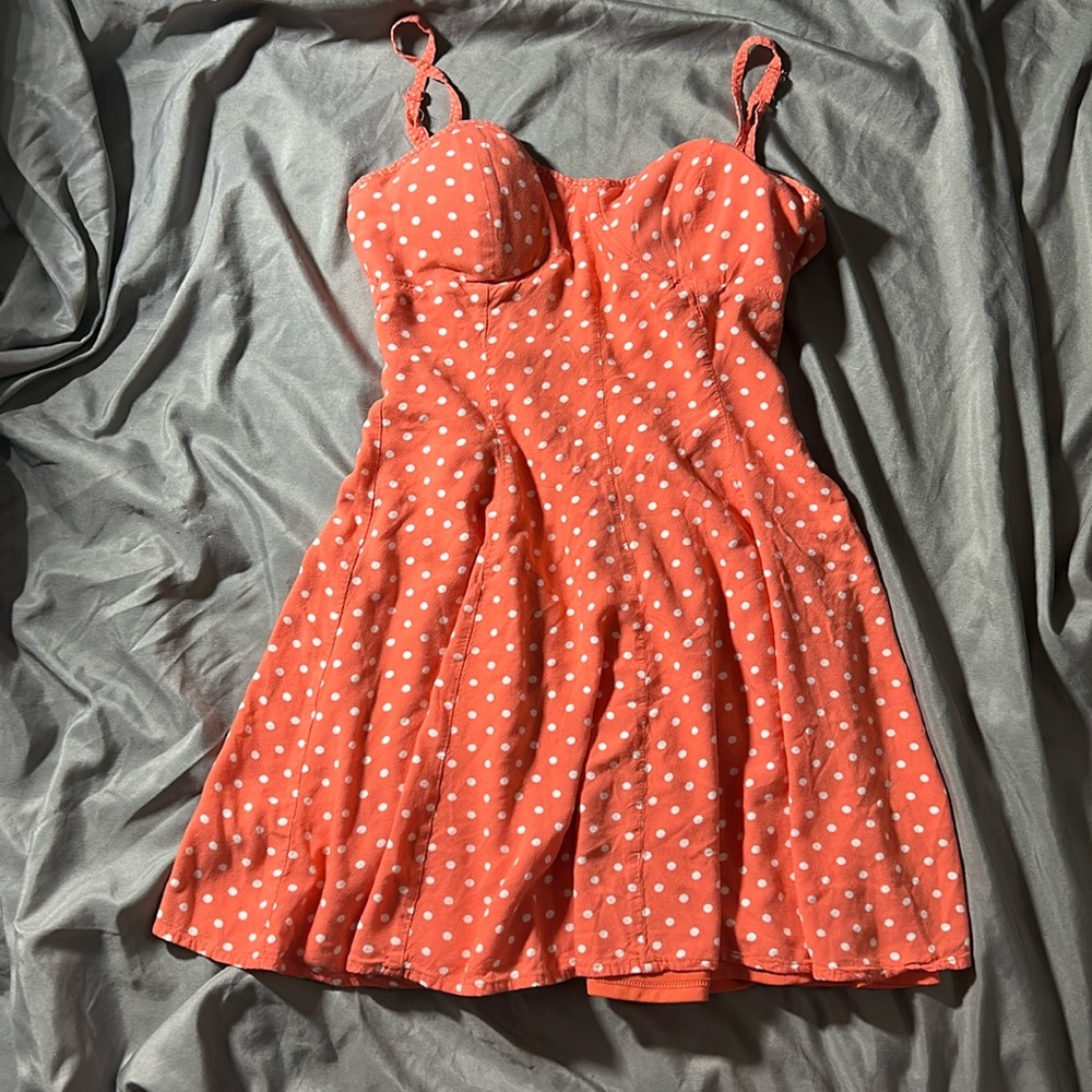 American Eagle Tank Dress Women Size XS Pink w/White Polka Dots Print